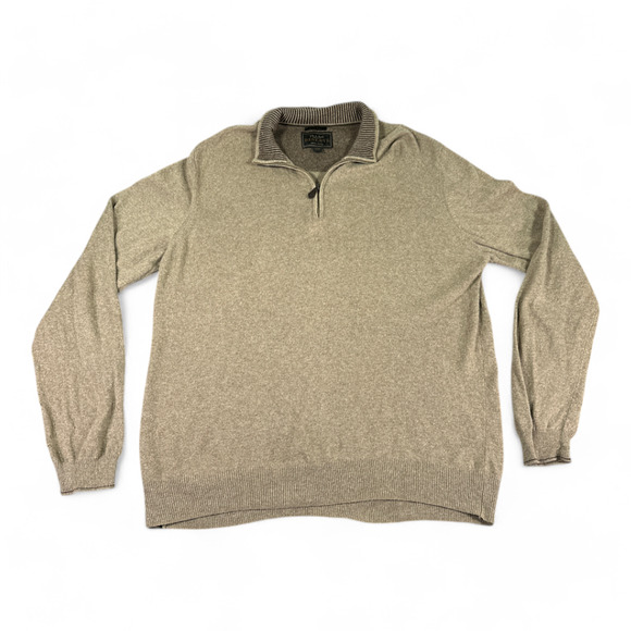 JoS A Bank Reserve Sweater Adult 2XL XXL Brown Wool Cashmere Italy Quarter Zip - Picture 1 of 8